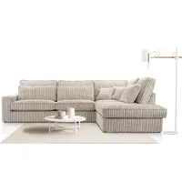 AX Living Sofa creme Cord Eckcouch Celleri XXL Couch L Form 314 cm R