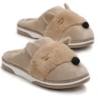 Permani Damen Gefüttert Hausschuhe Plüsch Fuchsmuster Isoliert Slippers Fox Braun Gr.40/41