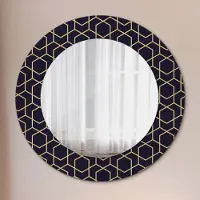 Coloray Runder Spiegel mit Modernem Aufdruck - Dekospiegel Wandmontage -Abstrakt geometrisch- Ø60cm