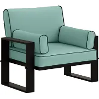 Bettso Gartensessel türkis – Loungesessel für Garten & Terrasse, wetterfest, Metallgestell schwarz, bequeme Polsterung