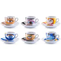 Zeller Espressotasse PRESENT "Magic Eyes", bunt, 12 Stk., Porzellan, Trinkgefäße, Espressotasse, 6 Tassen, 6 Untertassen