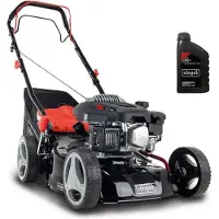 Scheppach MS132-42 Benzin Rasenmäher | 42cm Schnittbreite | Radantrieb | 3,4 PS | Mulch- & Reinigungsfunktion | 45L Fangkorb | 7 Höhen | inkl. Motoröl