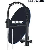 KLARWERK Bernd | Flex 3-Wege Armatur Edelstahl Schwarz Gastronomie | Filter Wasserhahn Küche mit Feder | Osmose Mischbatterie U-Auslauf 3 Anschlüsse
