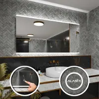 Alasta Rechteckiger LED-Spiegel 60x50 cm für Schlafzimmer, Badezimmer und Wohnzimmer