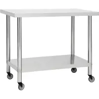 Syfax Küchen-Arbeitstisch mit Rollen 100x30x85 cm Edelstahl