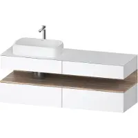 Duravit Collection One Konsolenwaschtischunterbau, 2 Auszüge, 2 Schubkästen, Ausschnitt links, 1600x550x600mm, Nische Eiche Mamoriert, QA4777055180000, Farbe: Weiß Matt