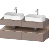Duravit Qatego Konsolenwaschtischunterbau, 2 Auszüge, 2 Schubkästen, 2 Ausschnitte, 1400x550x600mm, Nische Eiche Mamoriert, QA4767055430010