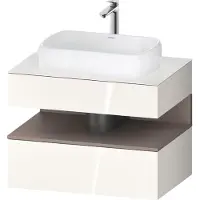 Duravit Qatego Konsolenwaschtischunterbau, 1 Auszug, 1 Schubkasten, Ausschnitt mittig, 800x550x600mm, Nische Basalt Matt, QA4730043220010