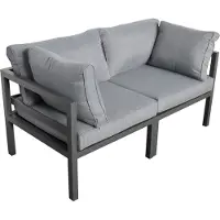 Jet-Line Gartenmöbel Gartensofa Outdoor Sofa RHODOS 2 x Endsofa (74 x 74 x 64 cm) anthrazit mit Kissen Garten Terrasse Balkon Wetterbeständig UV-beständig