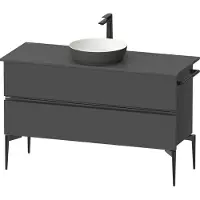 Duravit Sivida Konsolenwaschtischunterbau, 2 Schubkästen, Griffleiste Diamantschwarz Matt, 1245x475x548mm, SV46600BD490000, Farbe: Graphit matt
