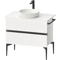 Duravit Sivida Konsolenwaschtischunterbau, 2 Schubkästen, Griffleiste Diamantschwarz Matt, 845x475x548mm, SV46580BD180000, Farbe: Weiß Matt