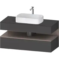 Duravit Collection One Konsolenwaschtischunterbau, 1 Auszug, 1 Schubkasten, Ausschnitt mittig, 1200x550x600mm, Nische Basalt Matt, QA4732043490010, Farbe: Graphit Matt/mit Nischenbeleuchtung