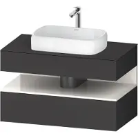 Duravit Collection One Konsolenwaschtischunterbau, 1 Auszug, 1 Schubkasten, Ausschnitt mittig, 1000x550x600mm, Nische Weiß hochglänzend, QA4731022490010, Farbe: Graphit Matt/mit Nischenbeleuchtung