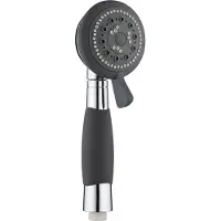 Schutte Handbrause VITAL, Wellness Duschkopf mit 4 Strahlarten, Brausekopf mit rutschfestem Griff, Duschbrause, Brause Chrom/Schwarz