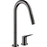 Hansgrohe AXOR Citterio M DN 15 2-Loch-Einhebel-Küchenmischer 220 mit Ausziehbrause, 34822330, Farbe: Polished Black Chrome