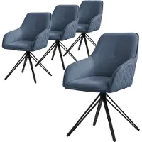 ML-Design 4x Esszimmerstuhl drehbar, Blau, aus Textil Webstoff mit Metallbeine