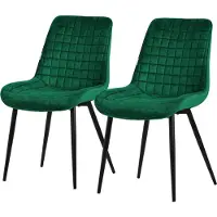 ML-Design Esszimmerstühle 2er Set, Dunkelgrün, Sitzfläche aus Samt mit schwarzen Metallbeinen, Küchenstühle mit Rückenlehne