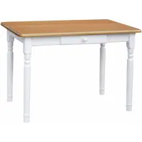 Koma Tools Weißer Tisch II mit Schublade aus massivem Kiefernholz mit Tischplatte in der Farbe Alder 130 x 70 cm