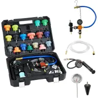 Vevor Kühlmitteldruckprüfer-Set 31-tlg. Kühlwasser Befüllgerät mit 3 Metalladaptern, universelle Passform, Druckprüfwerkzeug für Kfz-Kühlsysteme, mit Druckpumpe und Aluminium-Kunststoff-Füller
