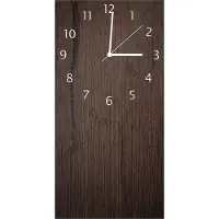 Wallario Design Wanduhr Holz-Optik Textur dunkelbraunes Holz aus Echtglas, Größe 30 x 60 cm