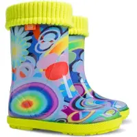Demar Kinder Gummistiefel Gefüttert Regenstiefel mit Einlage Hawai Lux Exclusive EC Rainbow Reflektiernd Bunt 24/25