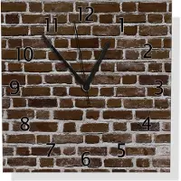 Wallario Design Wanduhr Ziegelsteinwand in braun - Backsteine aus Aluverbund, Größe 30 x 30 cm