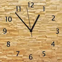 Wallario Design Wanduhr Steinwand gelb-orange aus Echtglas, Größe 30 x 30 cm