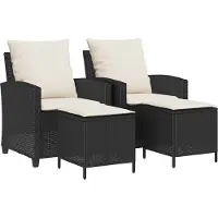 Syfax 4-tlg. Garten-Sofagarnitur mit Kissen Schwarz Poly Rattan