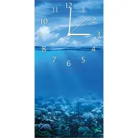 Wallario Design Wanduhr bedruckt, Größe 30 x 60 cm, Motiv: Unterwasserwelt Meer