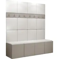 Mirjan 24 Garderoben-Set Orion V, Garderobe mit Sitzbank mit 16 x Wandpanel 42x42 (Farbe: Cashmere, Soft 017)