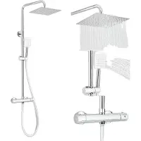 OEM Chrom Duscharmatur, Doppelgriff-Design, Automatische Thermostatsteuerung,Chrom
