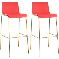 CLP Barhocker 2er Set Hover aus Kunststoff Gold mit Vierfußgestell, 75 cm Sitzhöhe