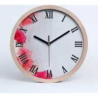 Tulup Holzuhr 20fi cm wanduhr - schwarze Spitzen - Blumen