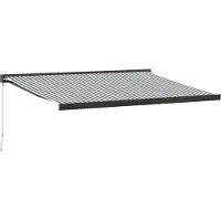 Syfax Markise Einziehbar Anthrazit und Weiß 4,5x3 m Stoff & Aluminium