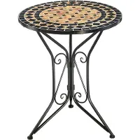 Locker Kobolo Gartentisch Mediterran mit Platte mit Mosaikplatten - Höhe 71 cm Durchmesser 61 cm