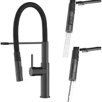 Granitan - Küchenarmatur - Spültischarmatur - ausziehbarer Auslauf - Schwarz - 47 cm - SORIA