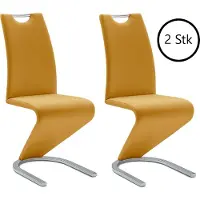 Möbelando Schwingstuhl Esszimmerstuhl Schwingstühle Freischwinger "Pupik I" (2er Set) Curry