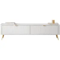 Mirjan 24 TV-Lowboard Lante 200 2D, TV-Schrank mit zwei Klappen, Metallfüße und Aluminiumgriffe (Farbe: Weiß)