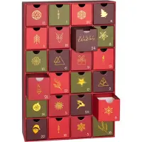 Ed Brubaker Adventskalender zum Befüllen 39 cm Rot Grün Gold Weihnachtsdeko