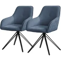 ML-Design 2x Esszimmerstuhl drehbar, Blau, aus Textil Webstoff mit Metallbeine