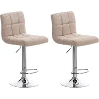 CLP 2er Set Barhocker Peru Mit Stoffbezug I Drehbare, Höhenverstellbare Barstühle Mit Lehne & Metallgestell In Chrom-Optik, Farbe: creme