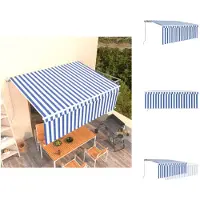 vidaXL Markise Manuell Einziehbar mit Rollo 4x3 m Blau & Weiß - Markisen