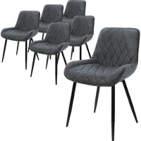 ML-Design 6er Set Esszimmerstühle mit Rücken- und Armlehnen, Anthrazit, PolyurethanKunstleder Sitzfläche, Polsterstuhl mit Metallbeine