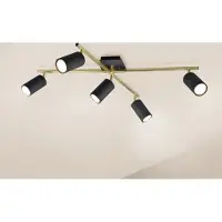Meine Wunschleuchte Deckenstrahler 5-flammig schwenkbar Schwarz-Gold mit GU10 LED, Breite 77,5cm
