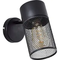 Brilliant schwarzer Wandspot KAMOLO| moderne Wandleuchte mit Gitterschirm und mit E27 Fassung max. 40W | Metall