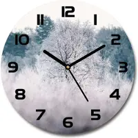 Tulup Wanduhr aus Glas 30fi Glasbild Glasuhr Gehärtetes Glas - schwarze-zeiger - Winter trees