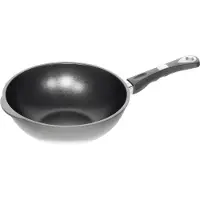 AMT Gastroguss WOK Wokpfanne, 32 cm max. Durchmesser, Gusseisen/Gussaluminium, Induktionsherd-geeignet, Antihaftbeschichtung