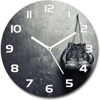 Tulup Wanduhr aus Glas 30fi Glasbild Glasuhr Gehärtetes Glas - weisse-zeiger - Boxing gloves