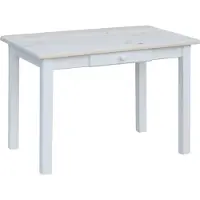 Koma Tools Weißer Tisch mit Schublade aus massivem Kiefernholz mit unlackierter Tischplatte 110 x 80 cm