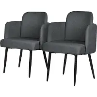 ML-Design 2er Set Esszimmerstuhl Anthrazit Stoffbezug Küchenstuhl mit Armlehne & Rattan-Optik Rückenlehne Polsterstuhl mit Metallbeinen Ergonomische